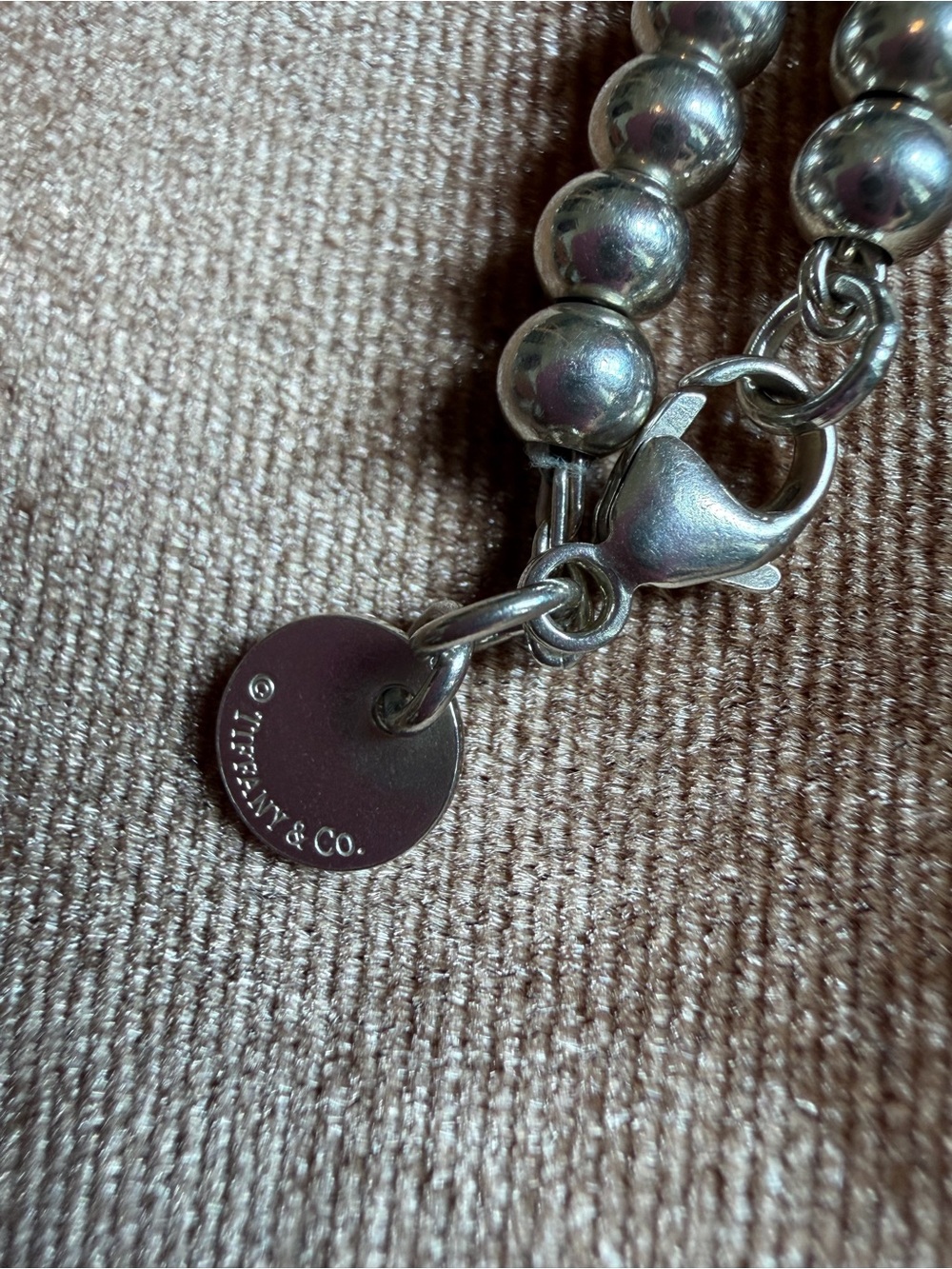Tiffany & Co. Silver Heart Charm Toggle Bracelet with Blue Heart Bead Bracelet - Picture 6 of 12